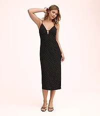 Lately Dotted Cutout Midi Slip Dress