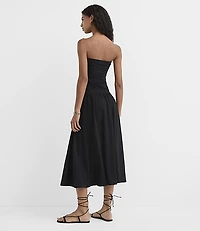 Ruched Strapless Midi Dress