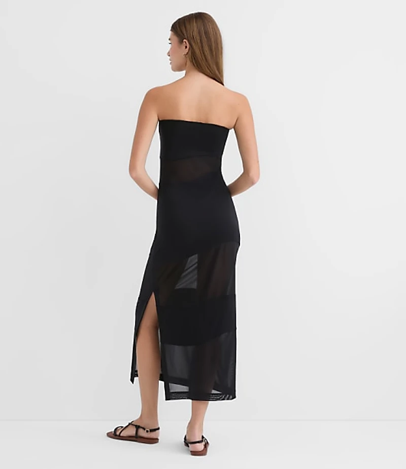 LOFT Beach Mesh Mixed Media Strapless Maxi Dress