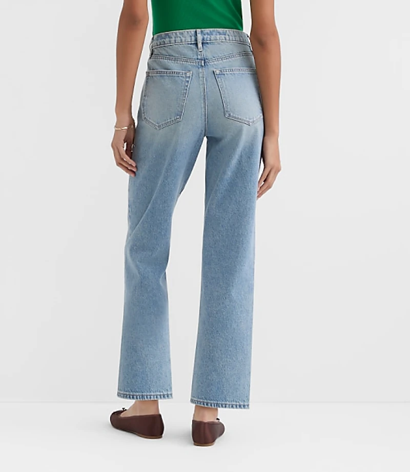 Rivete Petite High Rise Straight Jeans Vintage Mid Wash