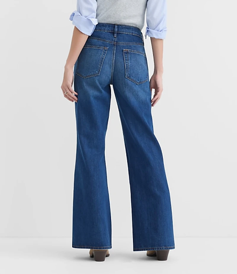 Rivete Petite Curvy Mid Rise Relaxed Flare Jeans Vintage Dark Wash