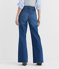 Rivete Petite Curvy Mid Rise Relaxed Flare Jeans Vintage Dark Wash