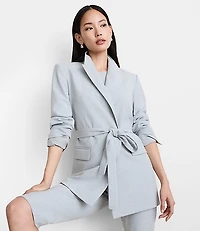 Petite LOFT Versa Seasonless Stretch Tie Waist Blazer Heather