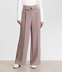 Petite LOFT Versa Crepe Drape Foldover Waist Palazzo Pants