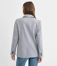 Sparkle Brushed Herringbone Knit Blazer Coat