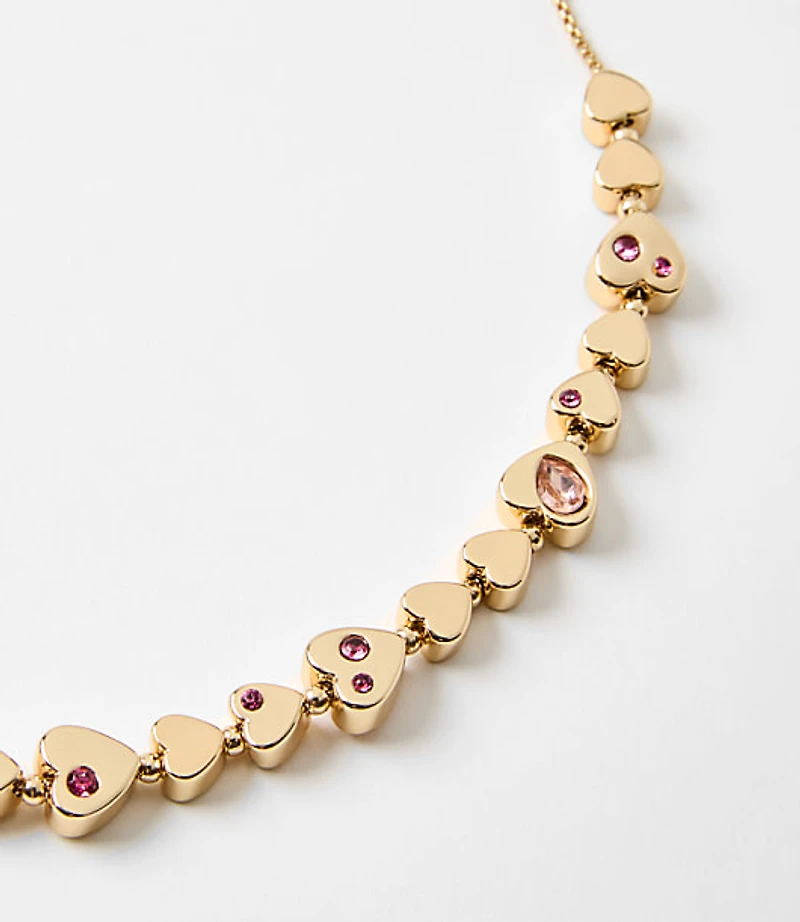 Sparkle Heart Pull Tie Necklace