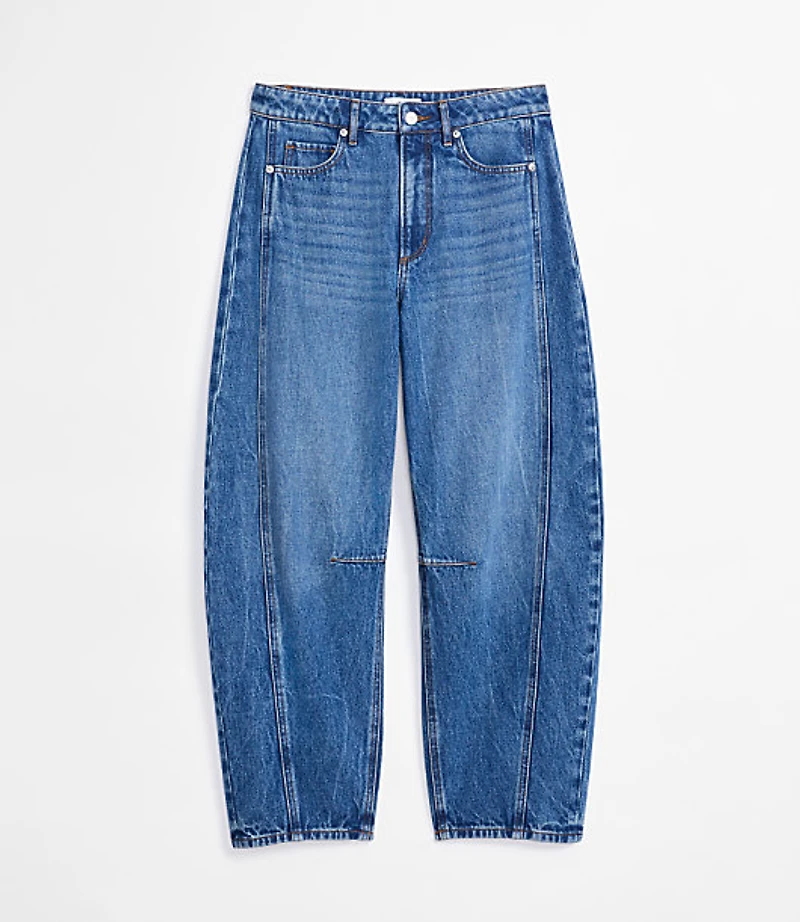 Rivete Petite Seamed High Rise Barrel Jeans Dark Wash