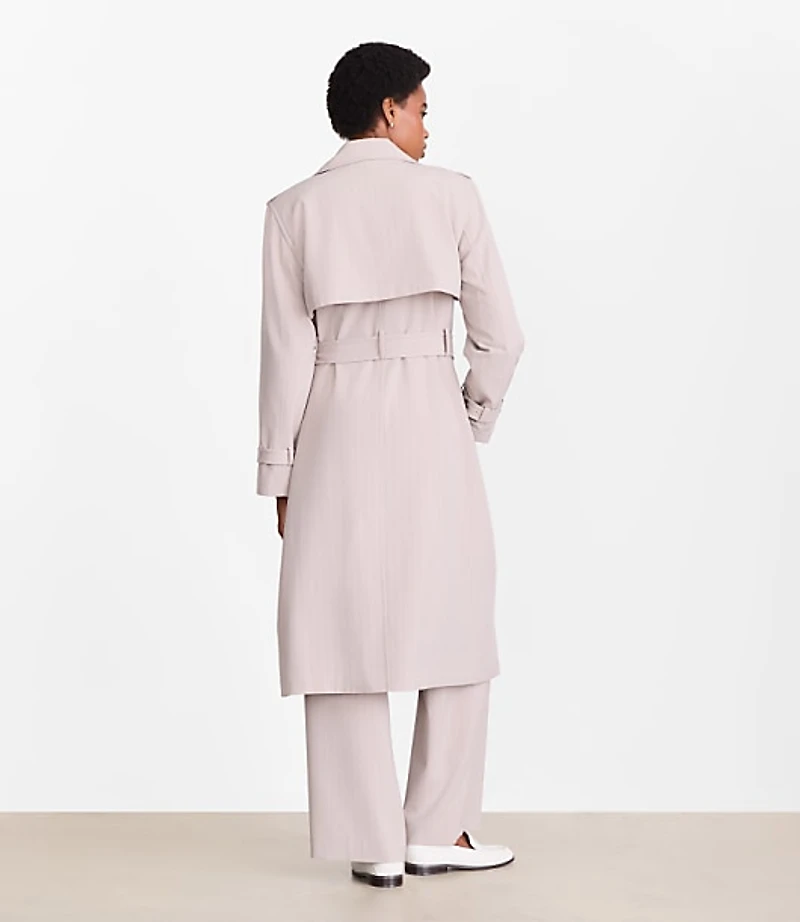 Petite LOFT Versa Seasonless Stretch Trench Coat Stripe