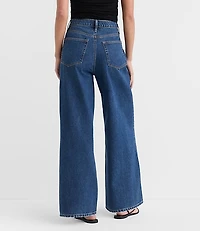 Rivete Petite High Rise Relaxed Wide Leg Jeans Mid Wash