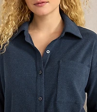 Haven Well Within Organic Cotton Rib Knit Relaxed Button Down Top