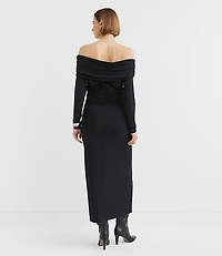 Ruched Off The Shoulder Midi Dress