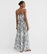 LOFT Beach Palm Hook Keyhole Maxi Dress