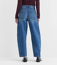 Rivete Seamed High Rise Barrel Jeans Dark Wash