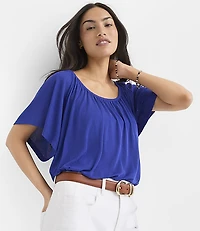 Gathered Flutter Sleeve Top