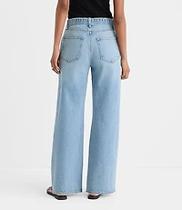 Rivete Belted High Rise Wide Leg Jeans Light Wash