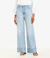 Petite High Rise Wide Leg Jeans in Vintage Light Indigo Wash