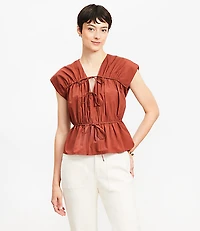 Poplin Tie Peplum Top