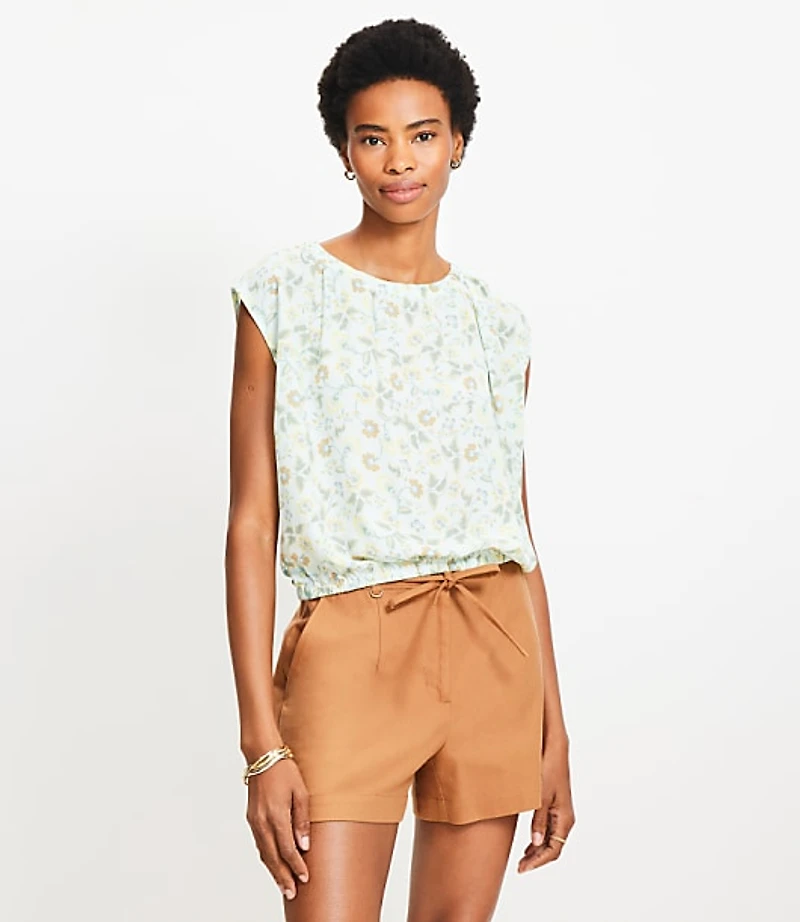 Garden Bubble Hem Mixed Media Top