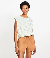 Garden Bubble Hem Mixed Media Top