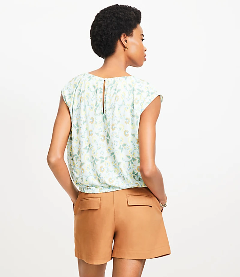 Garden Bubble Hem Mixed Media Top