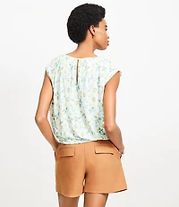 Garden Bubble Hem Mixed Media Top