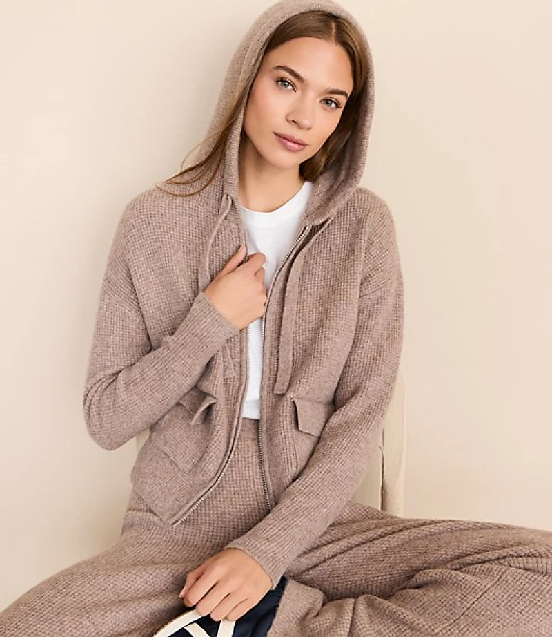 Lou & Grey Heathered Waffle Cloudstitch Zip Hoodie