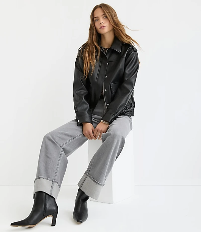 Pebbled Faux Leather Jacket