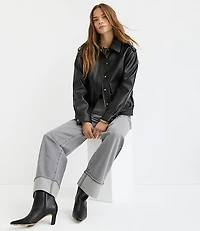 Pebbled Faux Leather Jacket