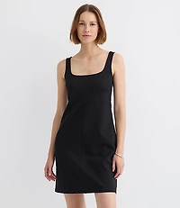 Topstitched Ponte Square Neck Dress