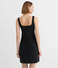 Topstitched Ponte Square Neck Dress