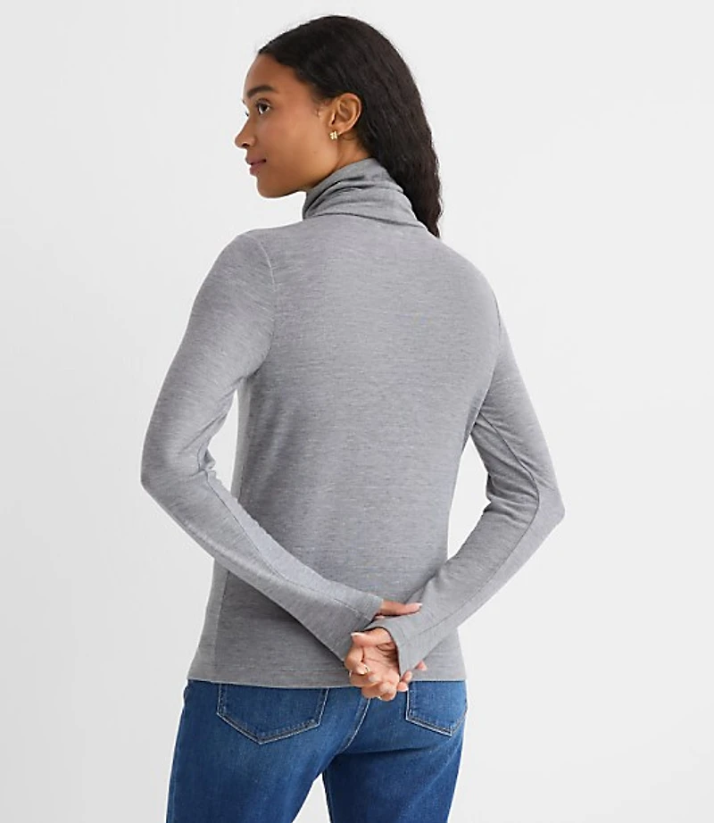 Heathered Jersey Turtleneck Top
