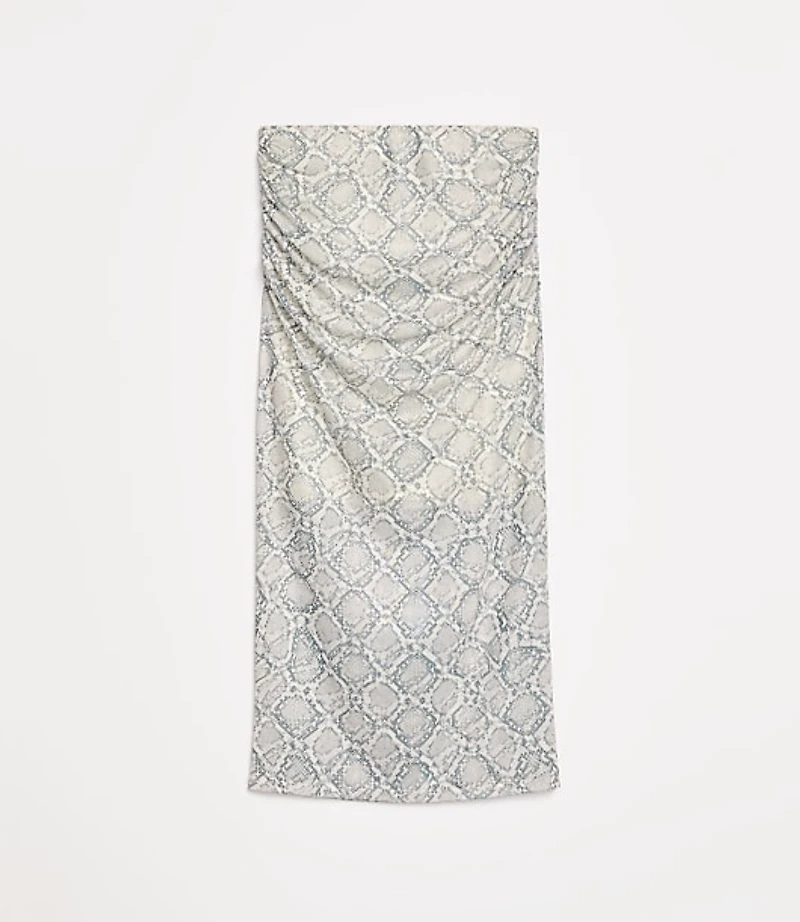 LOFT Versa Snake Print Mesh Ruched Midi Skirt