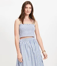 Petite Striped Poplin Smocked Cami