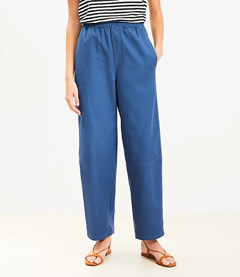 Petite Pull On Barrel Pants Twill