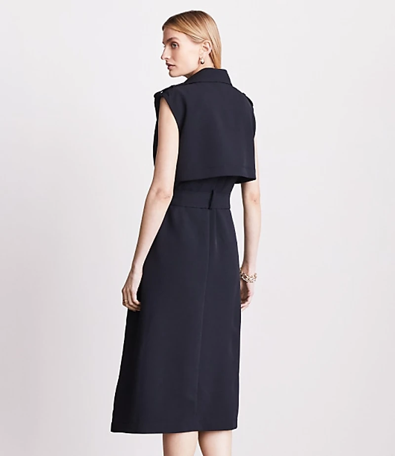 Petite LOFT Versa Crepe Drape Trench Vest