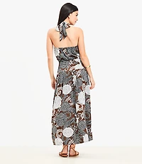 Petite Floral Halter Maxi Pocket Dress
