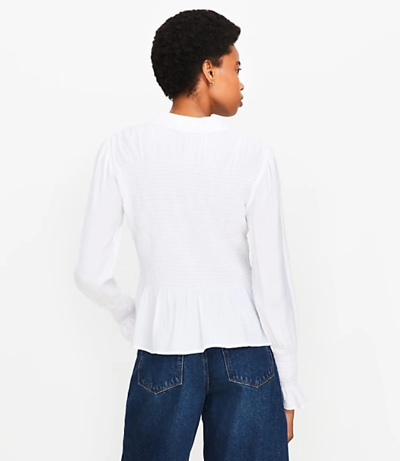 Smocked Peplum Blouse