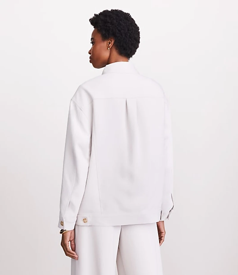 Petite LOFT Versa Crepe Drape Trucker Jacket