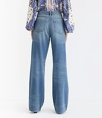 Petite Curvy Mid Rise Wide Leg Jeans Classic Wash