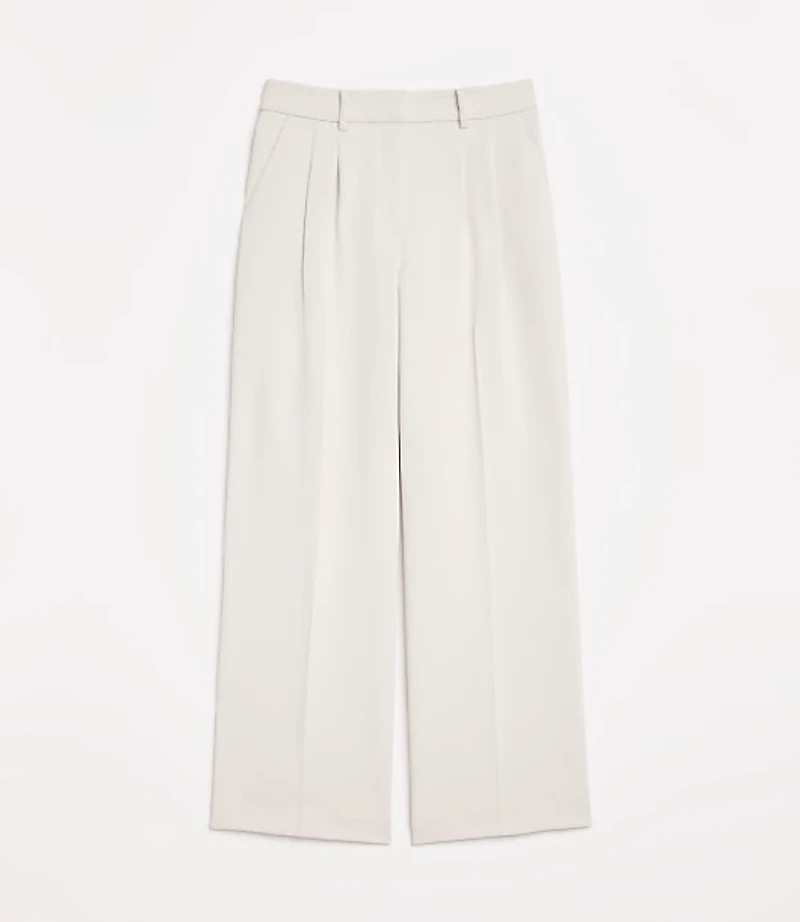 Petite LOFT Versa Crepe Drape Pleated Relaxed Straight Pants