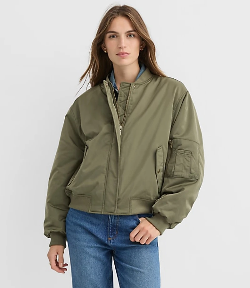 Petite Twill Bomber Jacket