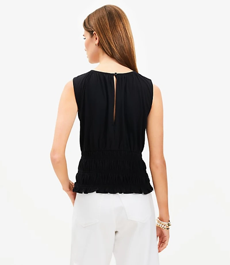 Petite Smocked Ruffle Tank Top
