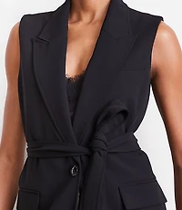 Petite LOFT Versa Crepe Drape Belted Blazer Vest