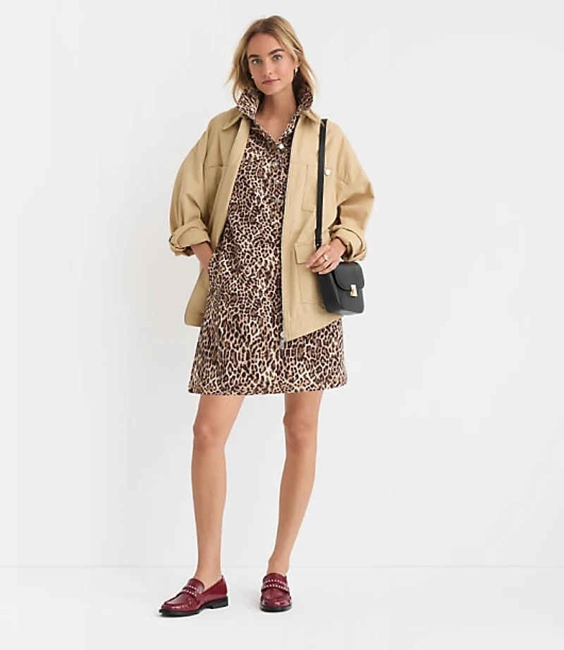 Petite Leopard Print Mini Pocket Dress