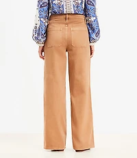 Petite Curvy Wide Leg Carpenter Pants Twill