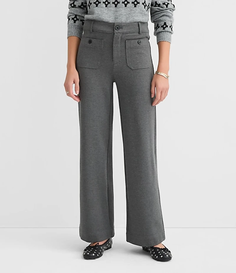 Petite Palmer Wide Leg Pants in Heathered Ponte