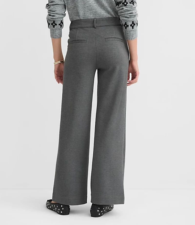 Petite Palmer Wide Leg Pants in Heathered Ponte