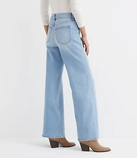 Petite Curvy Studded High Rise Wide Leg Jeans Mid Vintage Wash