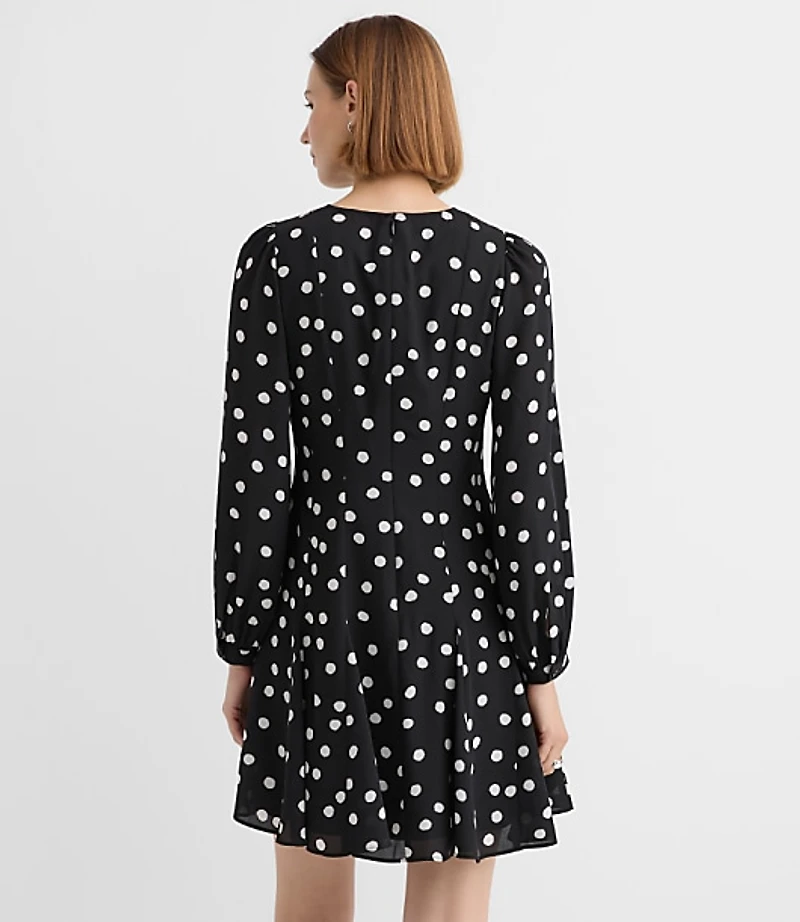 Dotted Godet Mini Dress