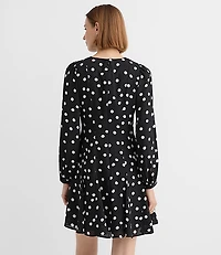 Dotted Godet Mini Dress